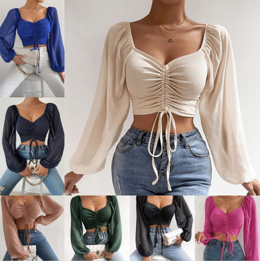 Sexy Long Sleeves Summer Short Blouses