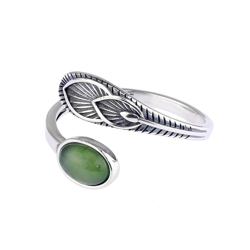 Vintage 925 Sliver Jade Rings for Women 227