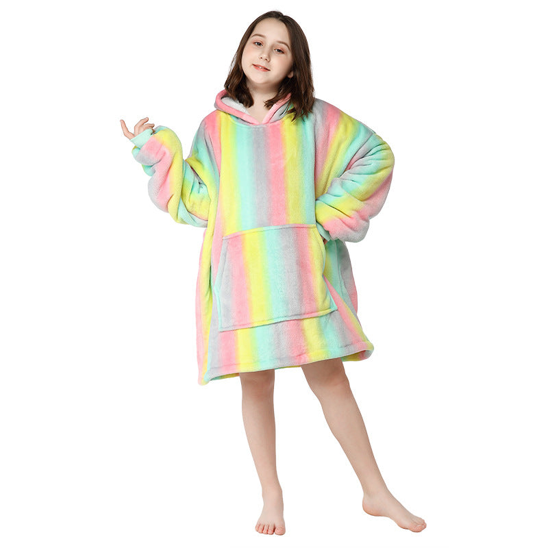 Unicorn Design Velvet Lazy Throw Blanket Sleepwear for Kids