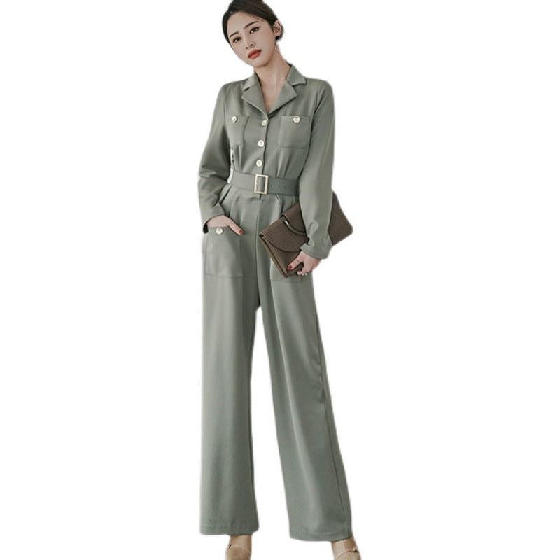 Elegant Women Long Sleeves Jumpsuits with Belt