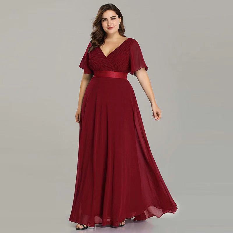 Elegant V Neck Chiffon Women Party Dresses