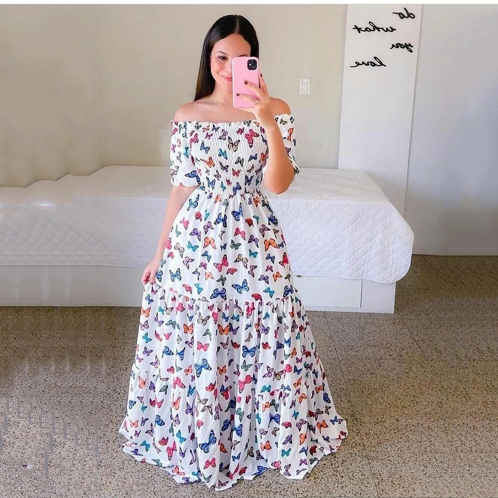 Sexy Off The Shoulder Flowers Long Dresses