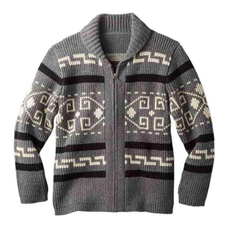Men Zipper Turnover Collar Cardigan Sweaters for Winter-STYLEGOING