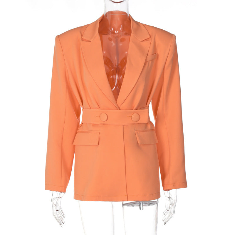 Classy Turnover Collar Blazer for Women