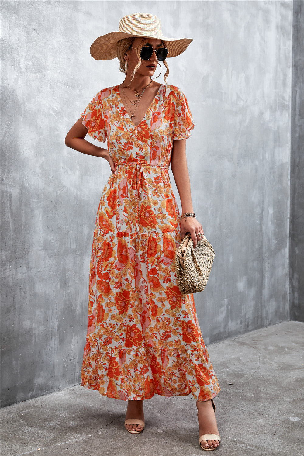 Casual V Neck Long Maxi Dresses