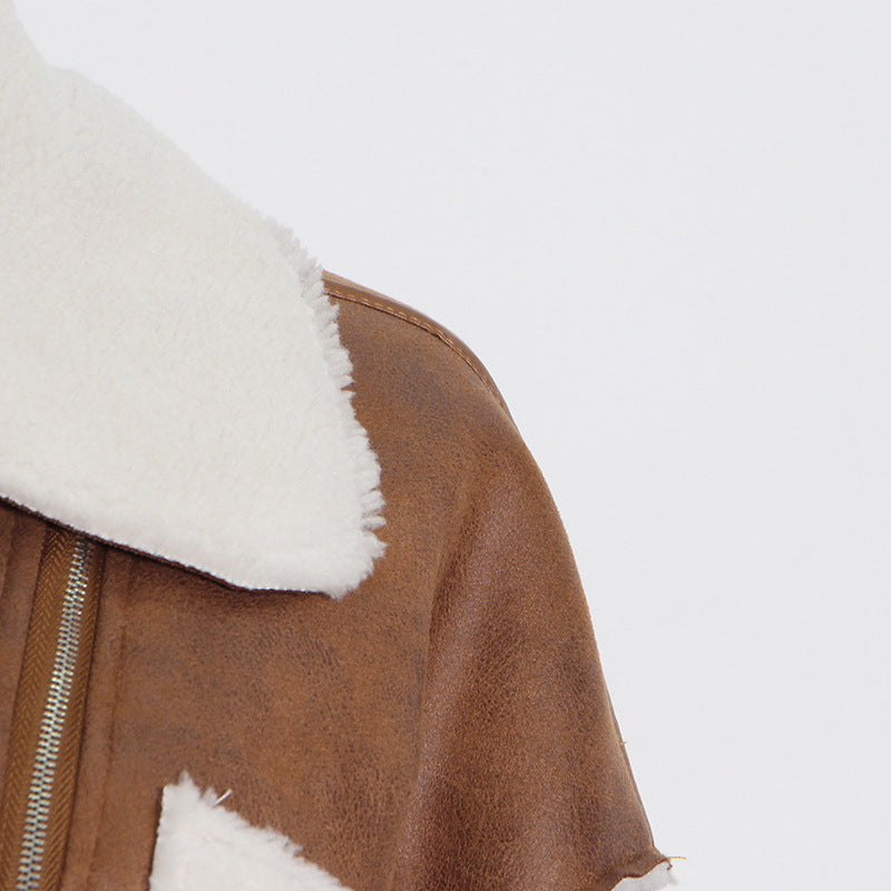 Luxury Motorcycle Sheep Fleece Jacket Coat for Winter
