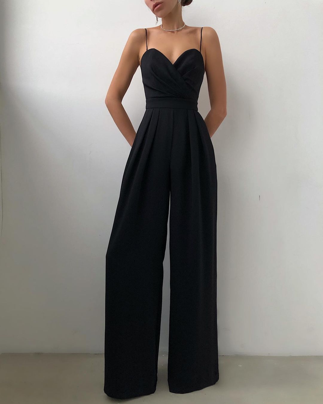 Sexy Slim Waist Loose Jumpsuits-Black-S-Free Shipping at meselling99