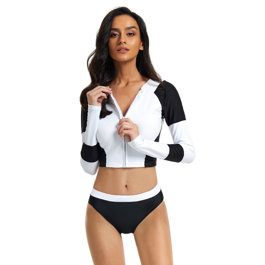 Black and Wihte Long Sleeves Surfing Wetsuits for Women