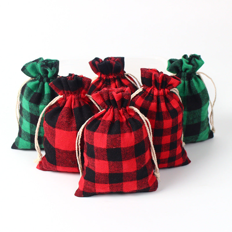 Red&Green Cotton Christmas Gift Bags 50pcs/Set