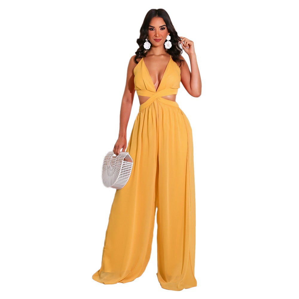 Sexy Chiffon Backless Women Jumpsuits