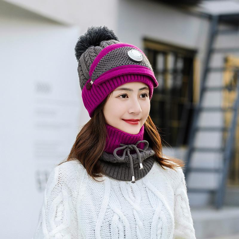 Women Winter Fleece Liner Outdoor Kntting Hats&Scarfs 3pcs/Set-Gray-One Size-Elastic-Free Shipping at meselling99