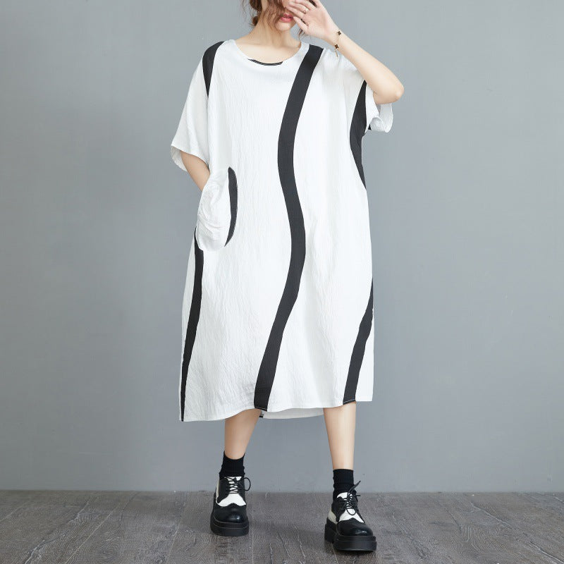 Casual Striped Plus Sizes Women Dresses