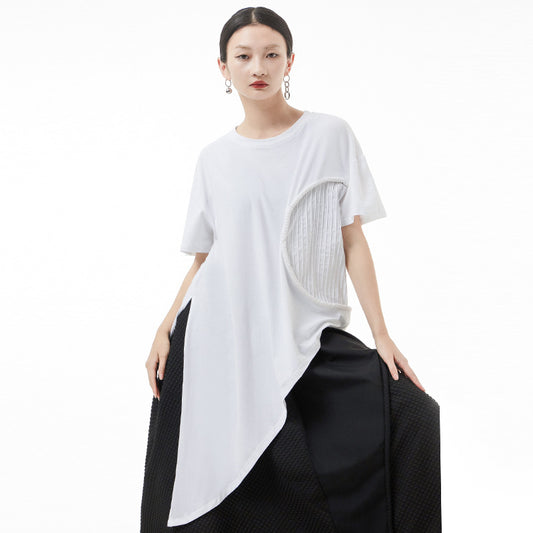 Simple Irregular Design Summer Women T Shirts