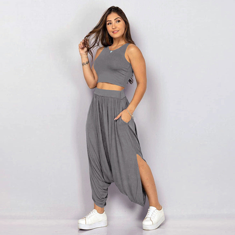 Casual Summer Sleeveless T Shirts&harem Pants