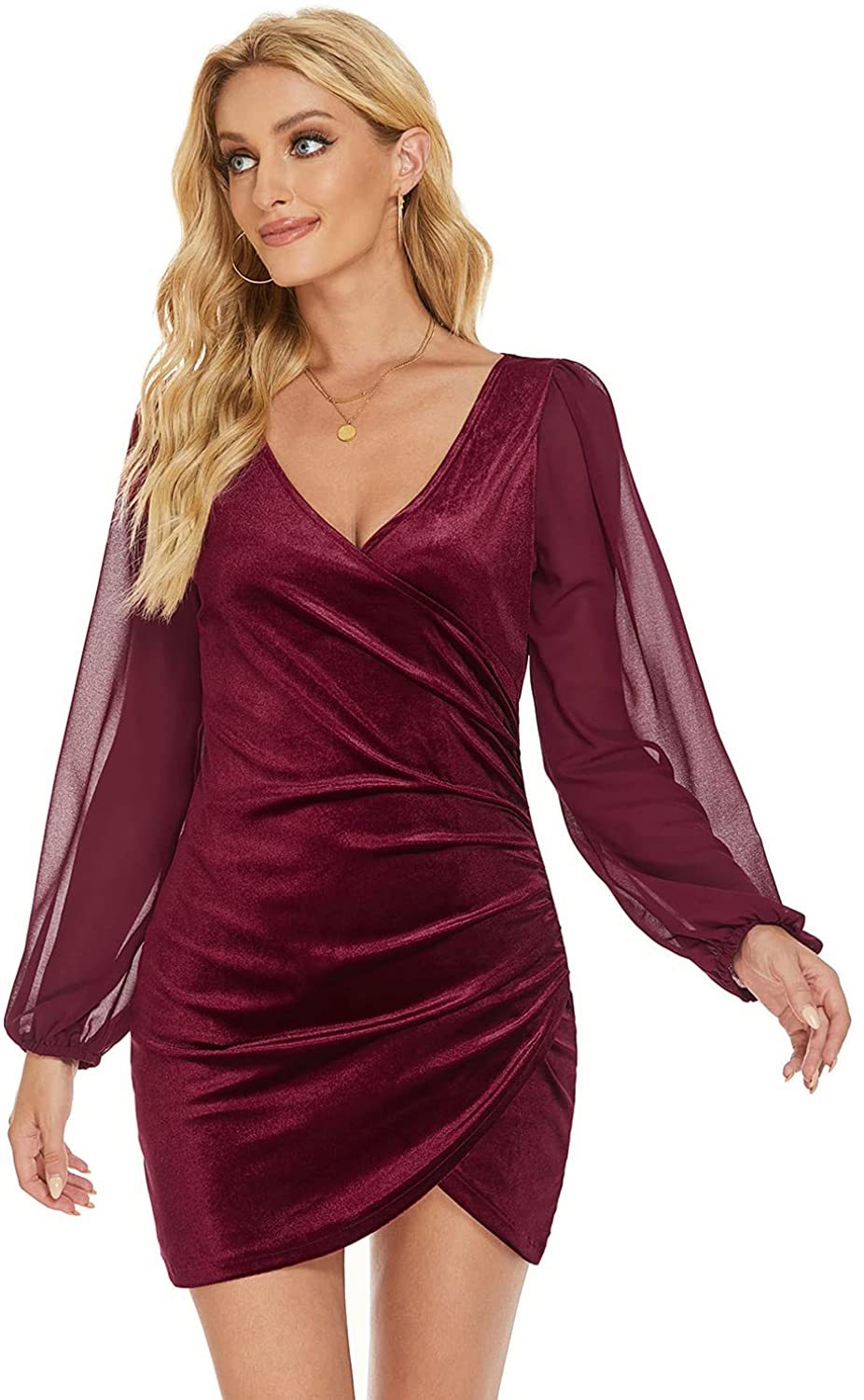 Sexy V Neck Long Sleeves Party Dresses