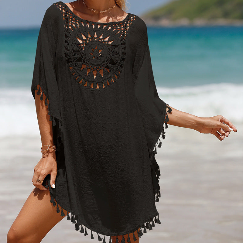 Summer Crochet Tassels Short Beach Cover Ups