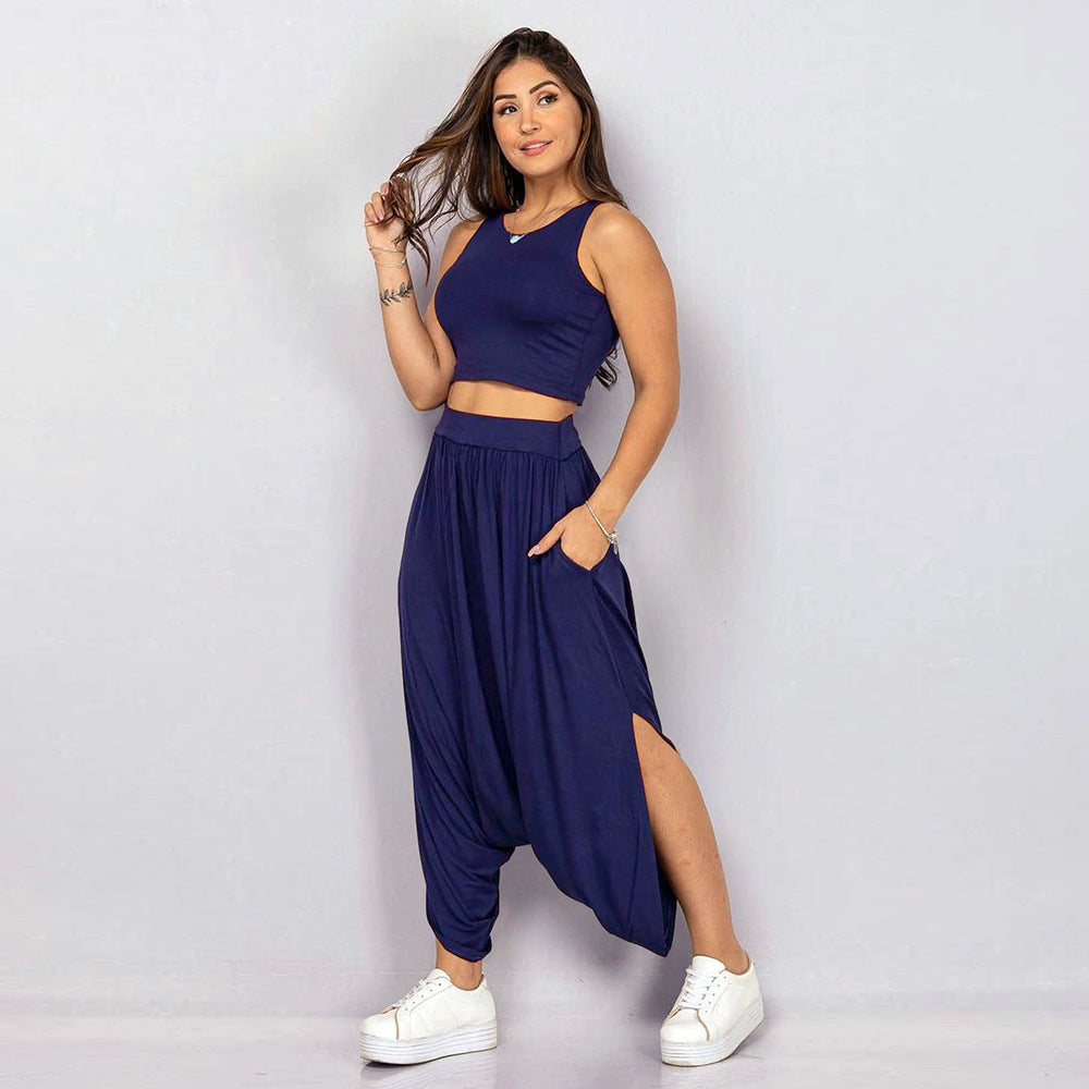 Casual Summer Sleeveless T Shirts&harem Pants