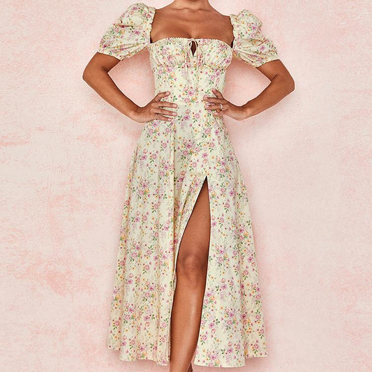 Summer Short Sleeves Floral Dresses-STYLEGOING