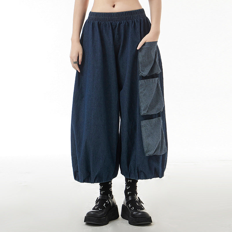 Summer Elastic High Waist Designed Harem Pants with Pockets