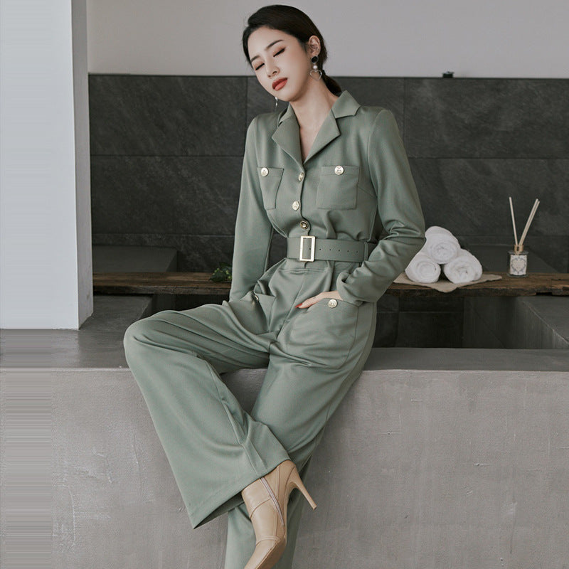 Elegant Women Long Sleeves Jumpsuits with Belt