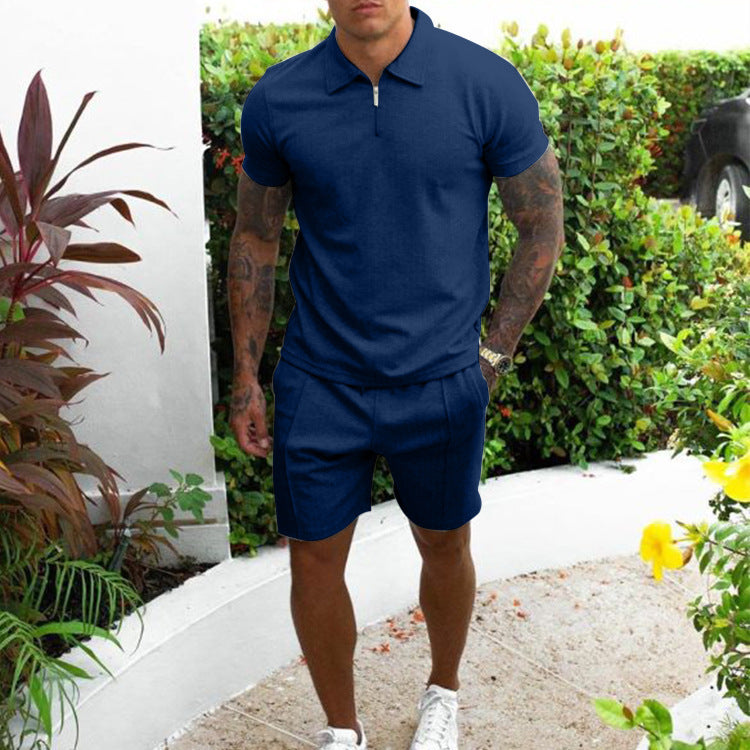 Casual Men's Short Sleeves T Shirts and Shorts Suits