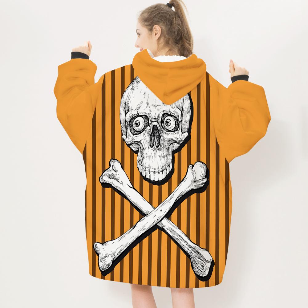 Unisex Skull Print Lazy Person Wearable Blanket-Skull-5-Adult-Free Shipping at meselling99