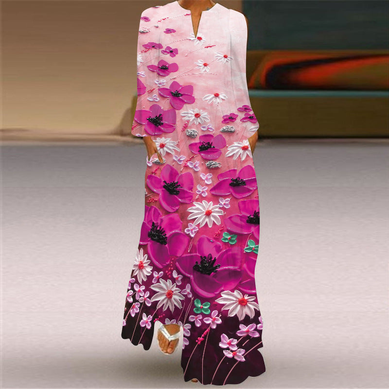 Casual Long Sleeves Floral Print Women Dresses