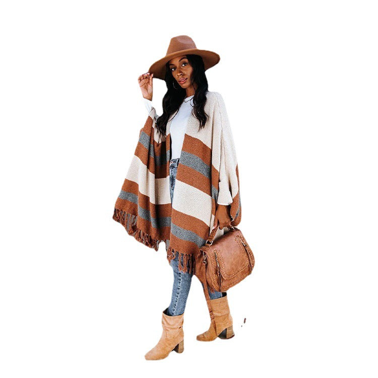 Women Plus Sizes Tassels Knitting Capes