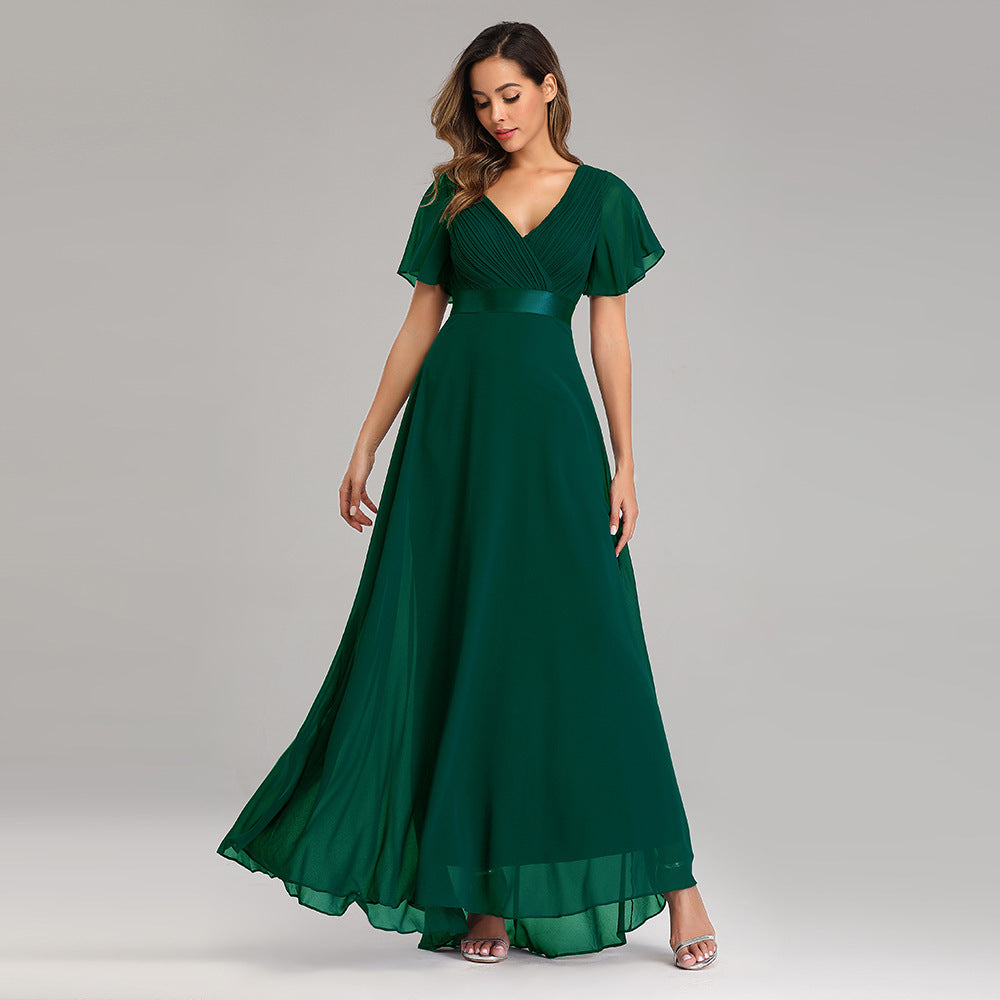 Elegant V Neck Chiffon Women Party Dresses