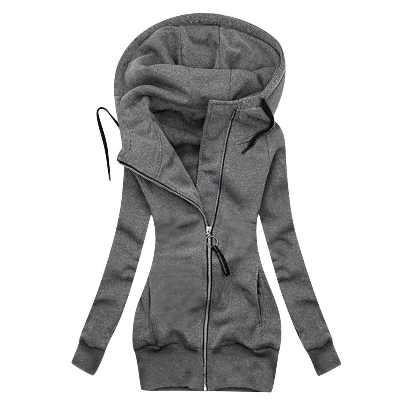Women Zipper Warm Hoodies Overcoat