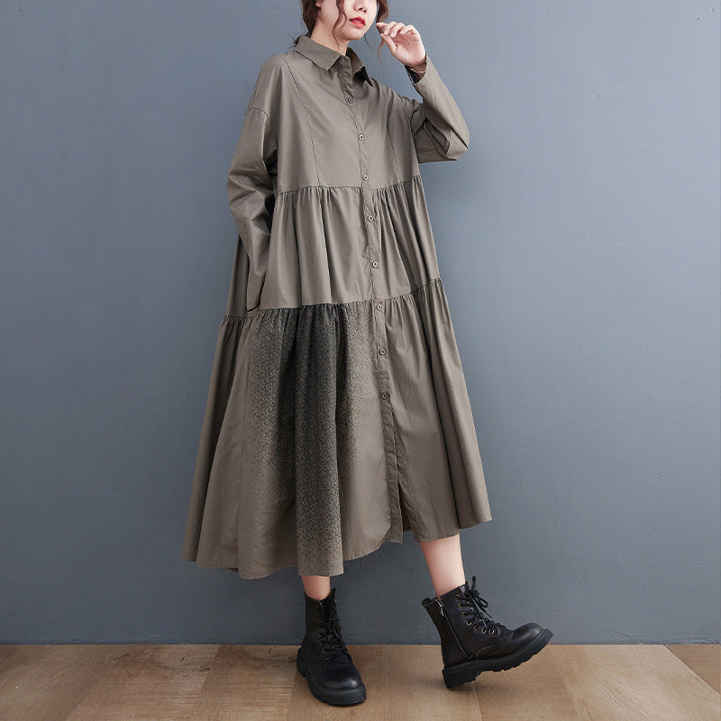 Casual Plus Sizes Long Sleeves Cozy Shirt Dresses