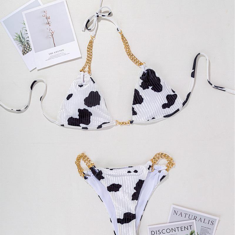 Women Sexy Backless Cow Print Swimwear-STYLEGOING