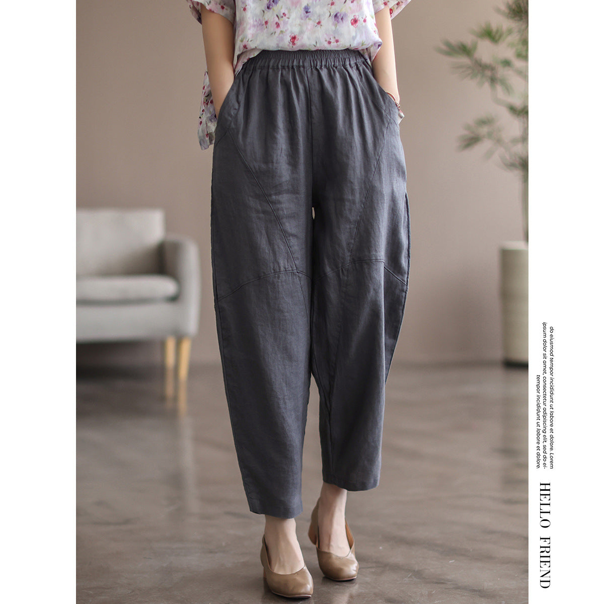 Casual Linen Candy Colors Women Harem Pants