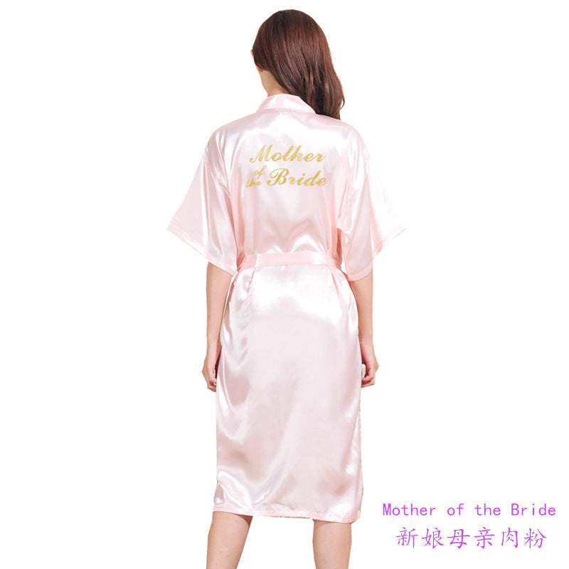 Sexy Satin Mother of Bride Wedding Women Long Night Gown