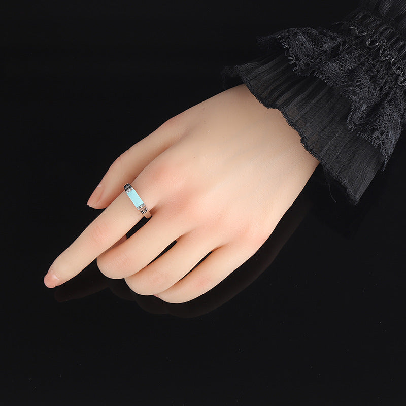 Rectangle Design Antique Silver Rings for Women