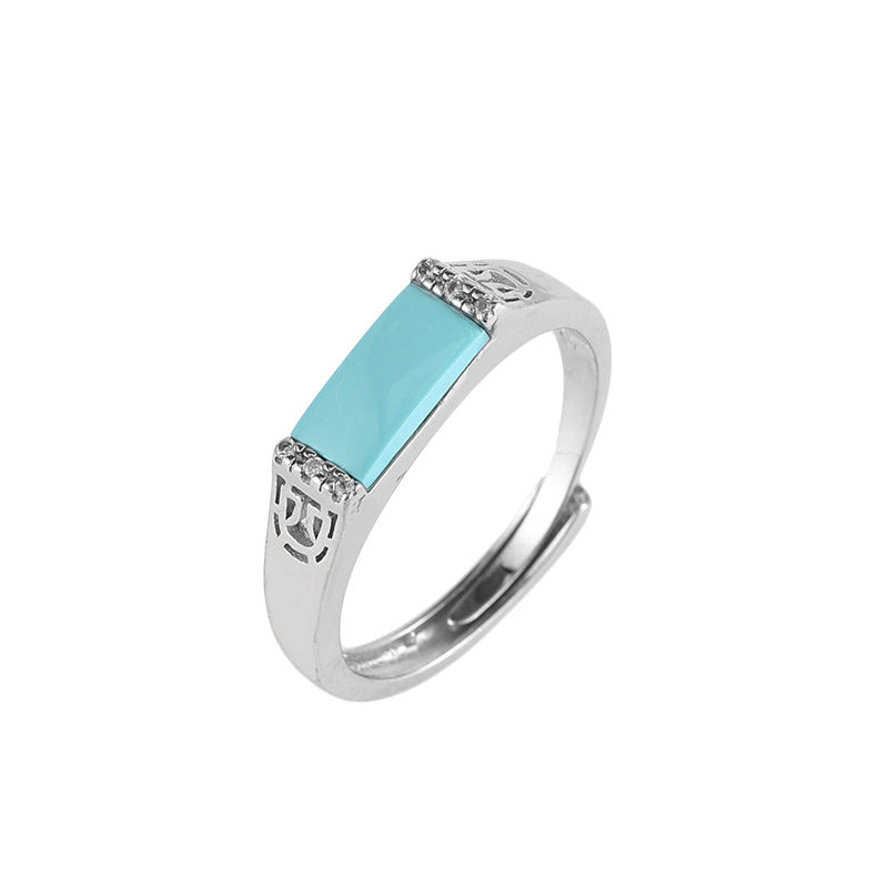 Rectangle Design Antique Silver Rings for Women