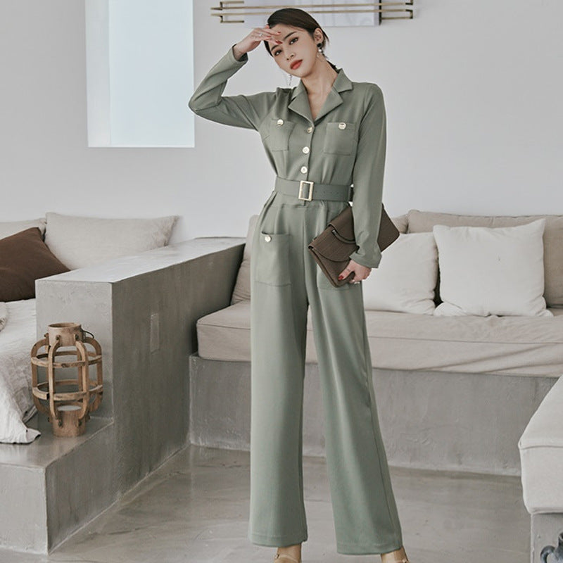 Elegant Women Long Sleeves Jumpsuits with Belt