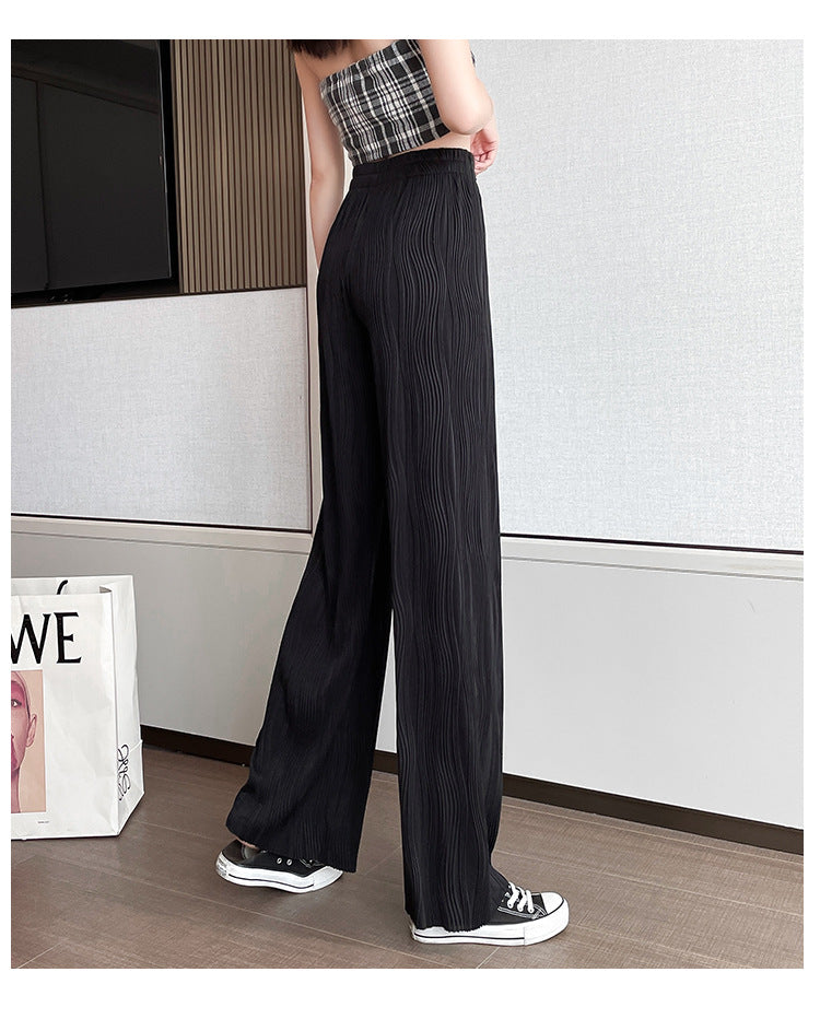 Casual Water Ripple High Waist Summer Pants for Women