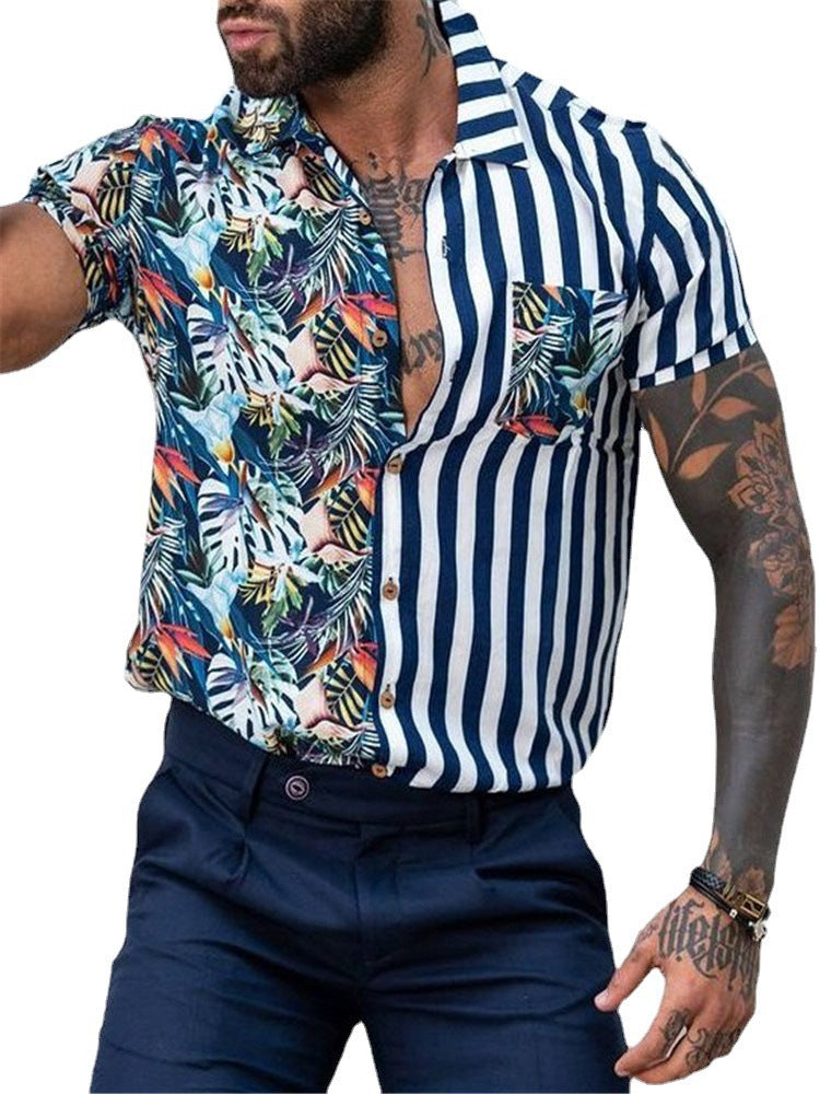 Summer Beach Striped Men's Short Sleeves T Shirts