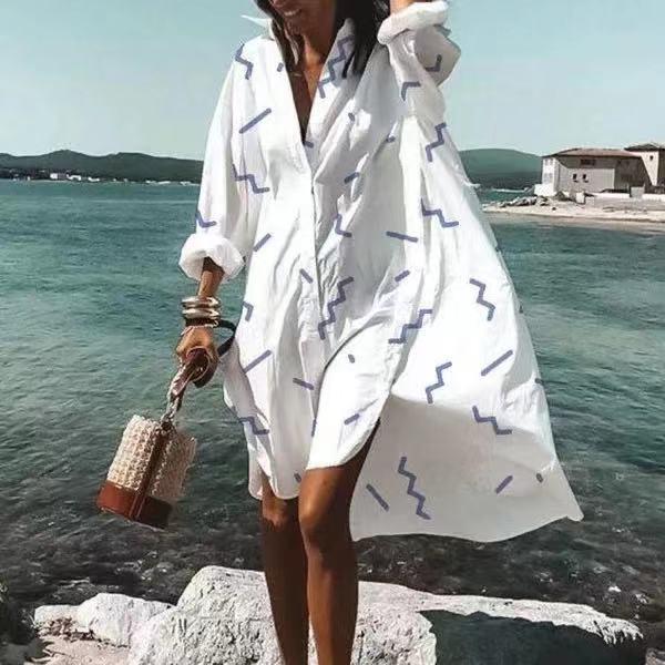 Summer Classy Beach Loose Shirt Dresses-STYLEGOING