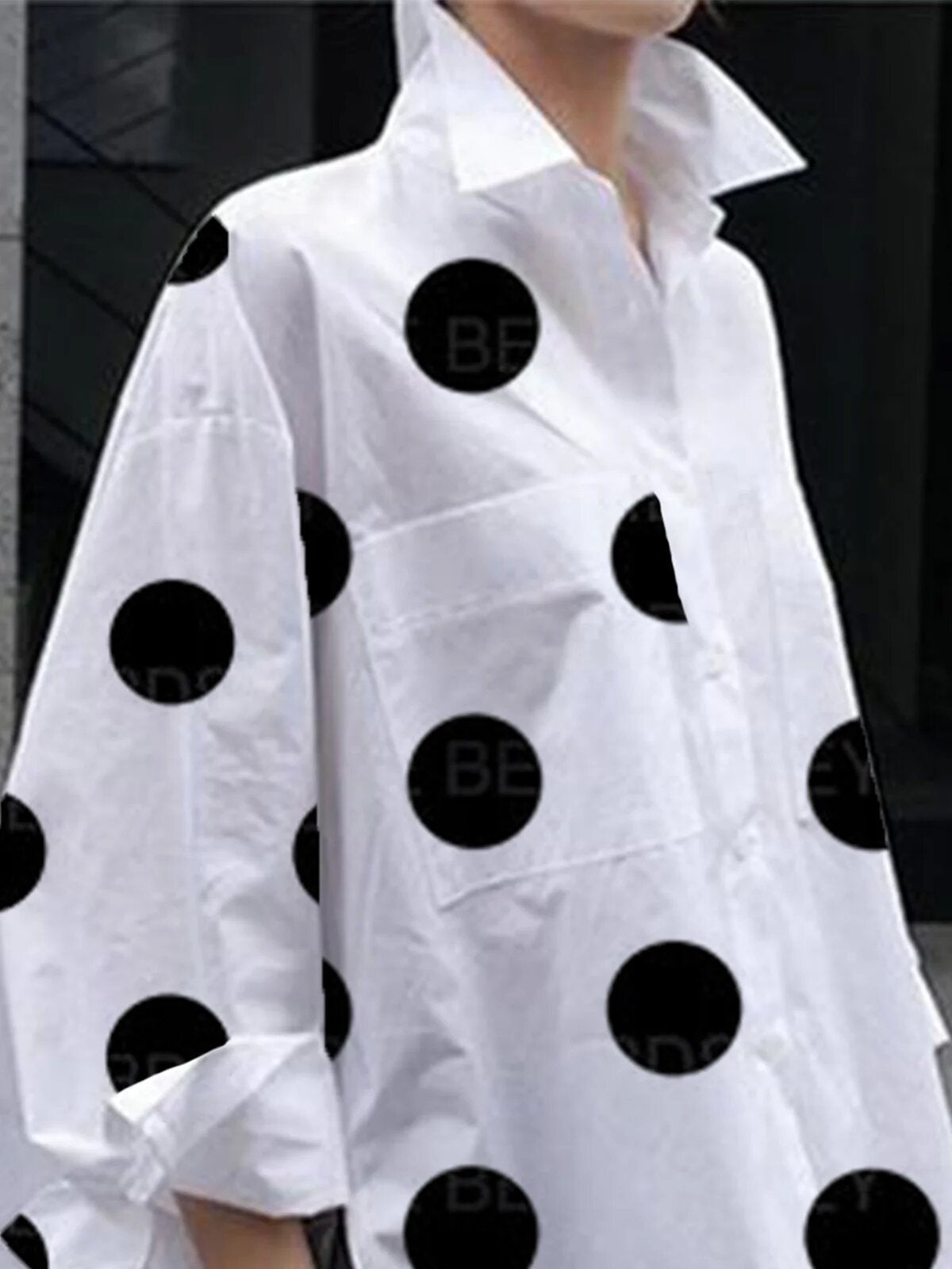 Casual Dot Print Cotton Loose Shirts for Women