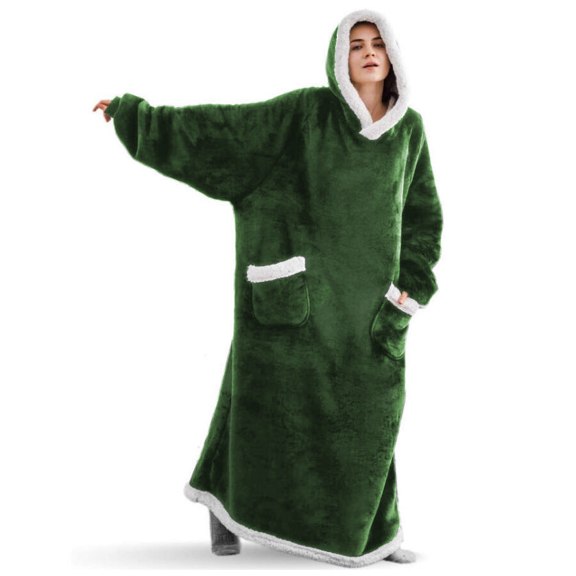 Winter Fleece Warm Long Hoodies Blanket