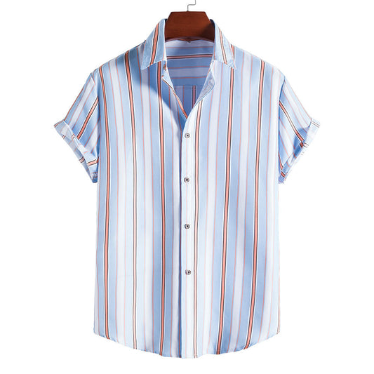 Summer Casual Striped Print Men's Shirts