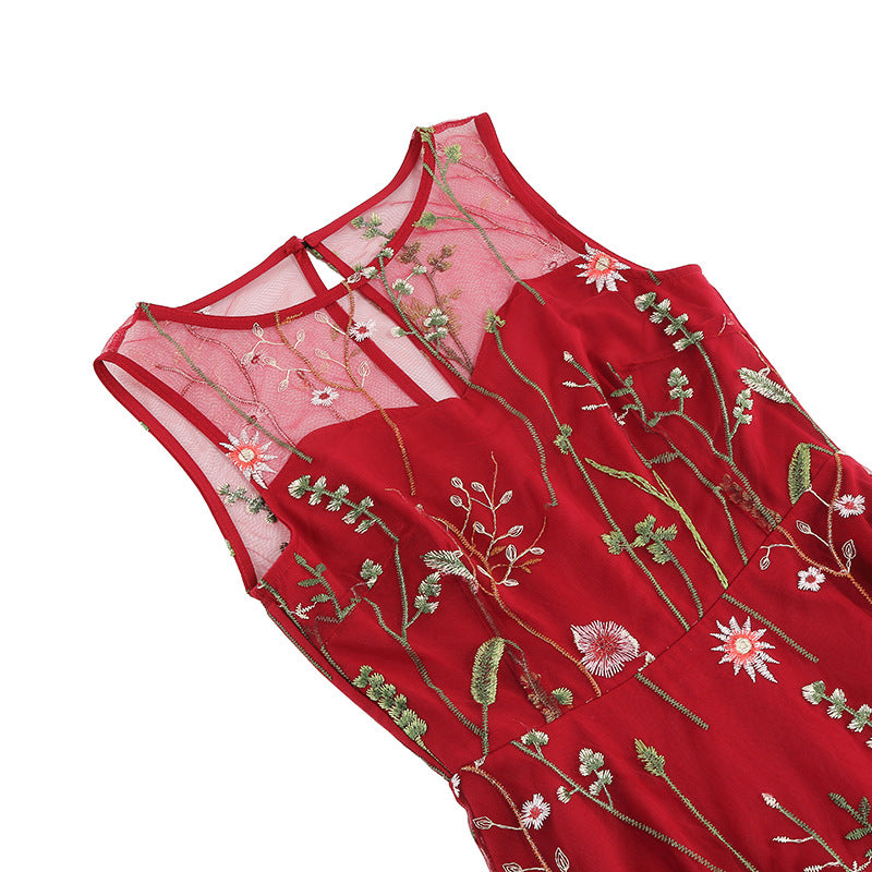 Vintage Sleeveless Embroidery Dresses