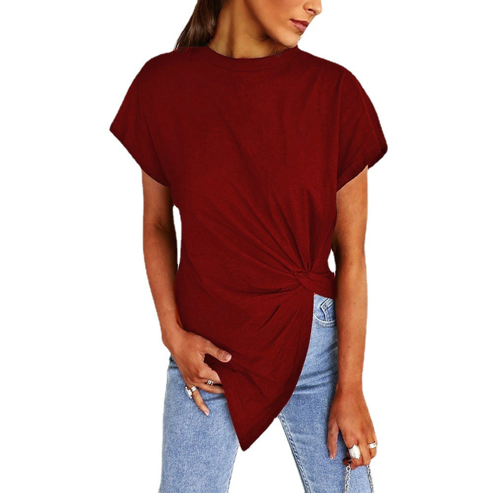 Simple Designed Irregular Women Summer T Shirts
