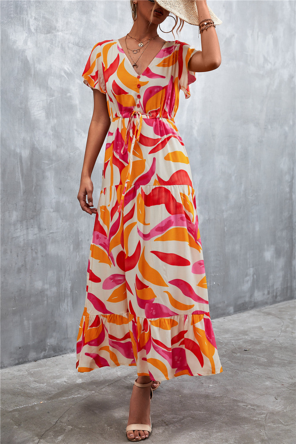 Casual V Neck Long Maxi Dresses