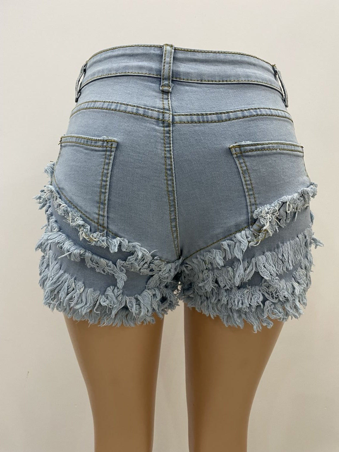 Casual Ruffled Denim Short Trousers for Women