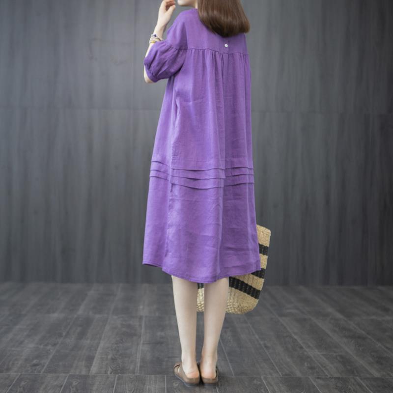 Leisure Linen Summer Plus Sizes A Line Midi Dresses