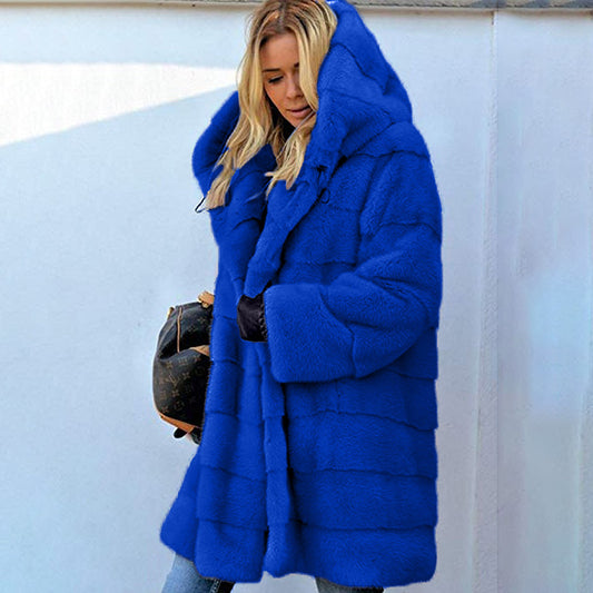 Women Artificial Fur Warm Winter Long Overcoats
