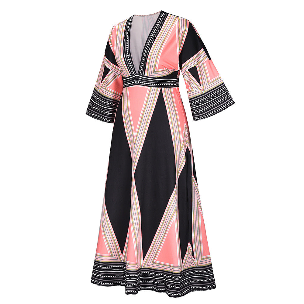 Women Deep Neck Summer Long Dresses